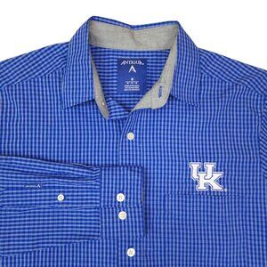 Antigua Slim Fit Button-Up Shirt Embroidered UK Wildcats University of Kentucky